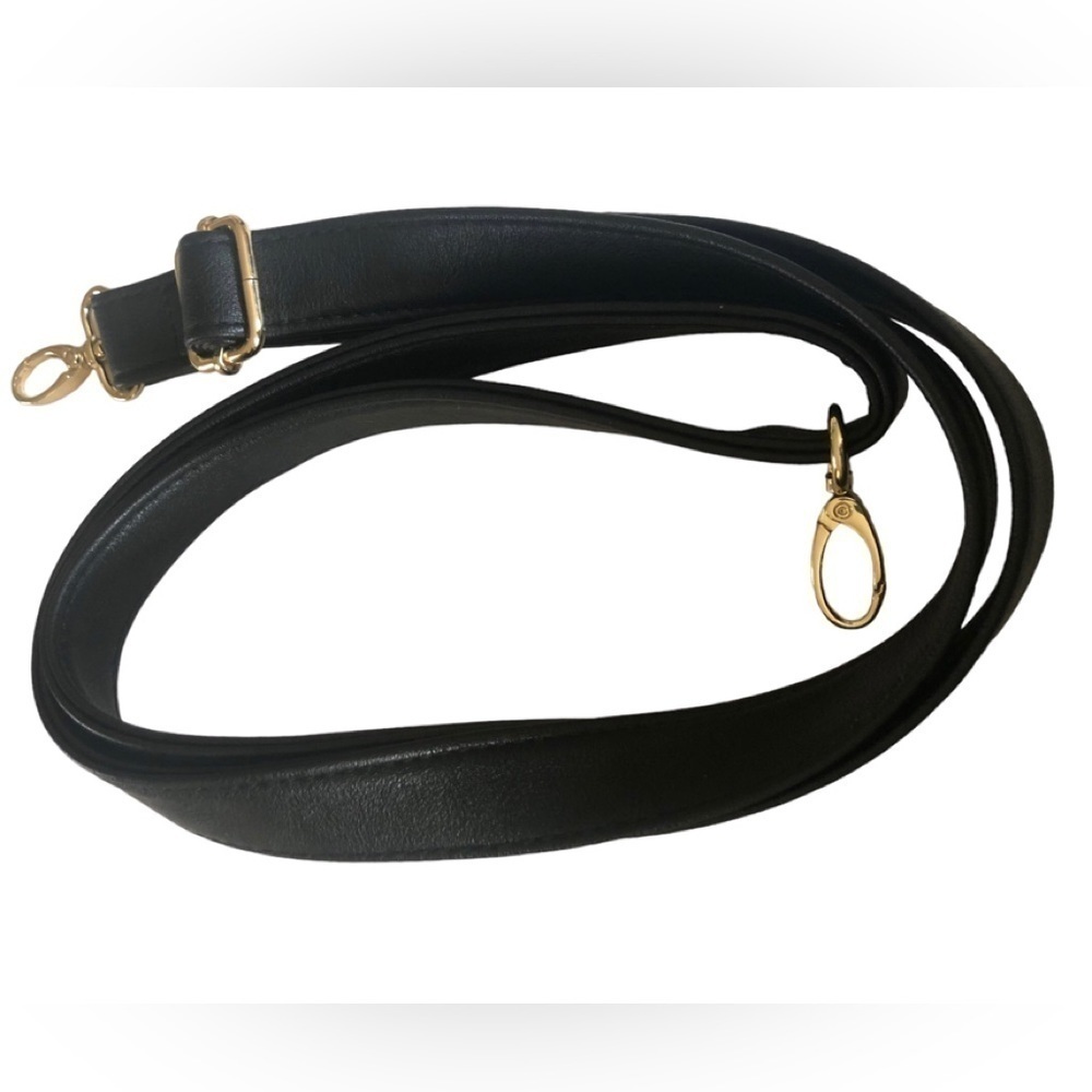 Adjustable Faux Leather Long Handbag Purse Strap Handle Black Gold Hardware 28”